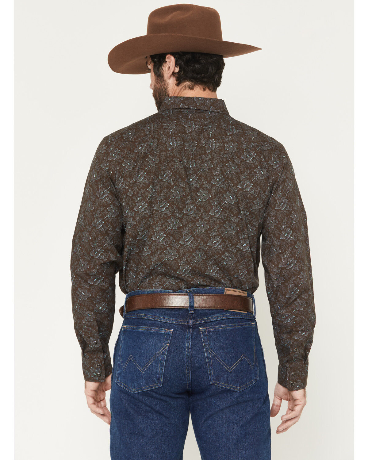 Image #4 - Gibson Trading Co Men's Groovin Floral Print Long Sleeve Snap Western Shirt - Tall, Dark Brown, hi-res
