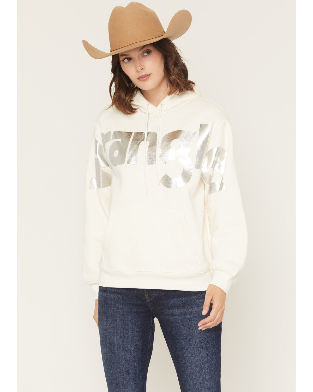 Wrangler Retro Women's Iridescent Logo Hoodie, White, hi-res
