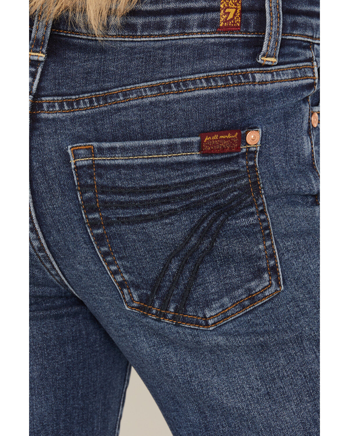 Image #4 - 7 For All Mankind Girls' Melrose Dark Wash Mini Dojo Trouser Stretch Denim Jeans, Blue, hi-res