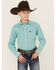 Image #1 - Cinch Boys' Geo Print Long Sleeve Button-Down Western Shirt , Light Blue, hi-res