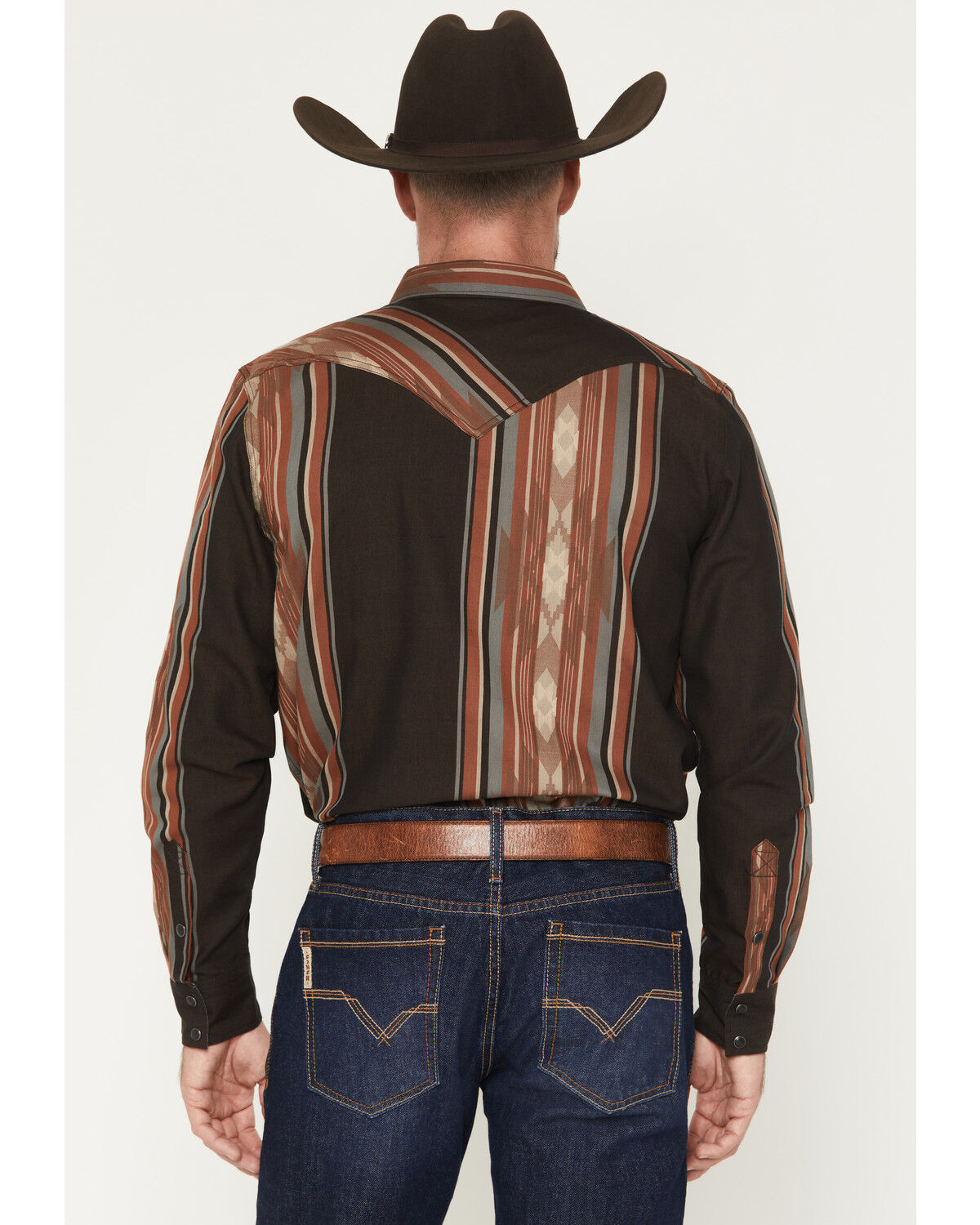 Image #4 - Cody James Men's Desert Trail Southwestern Stripe Print Long Sleeve Snap Western Shirt - Big, Rust Copper, hi-res