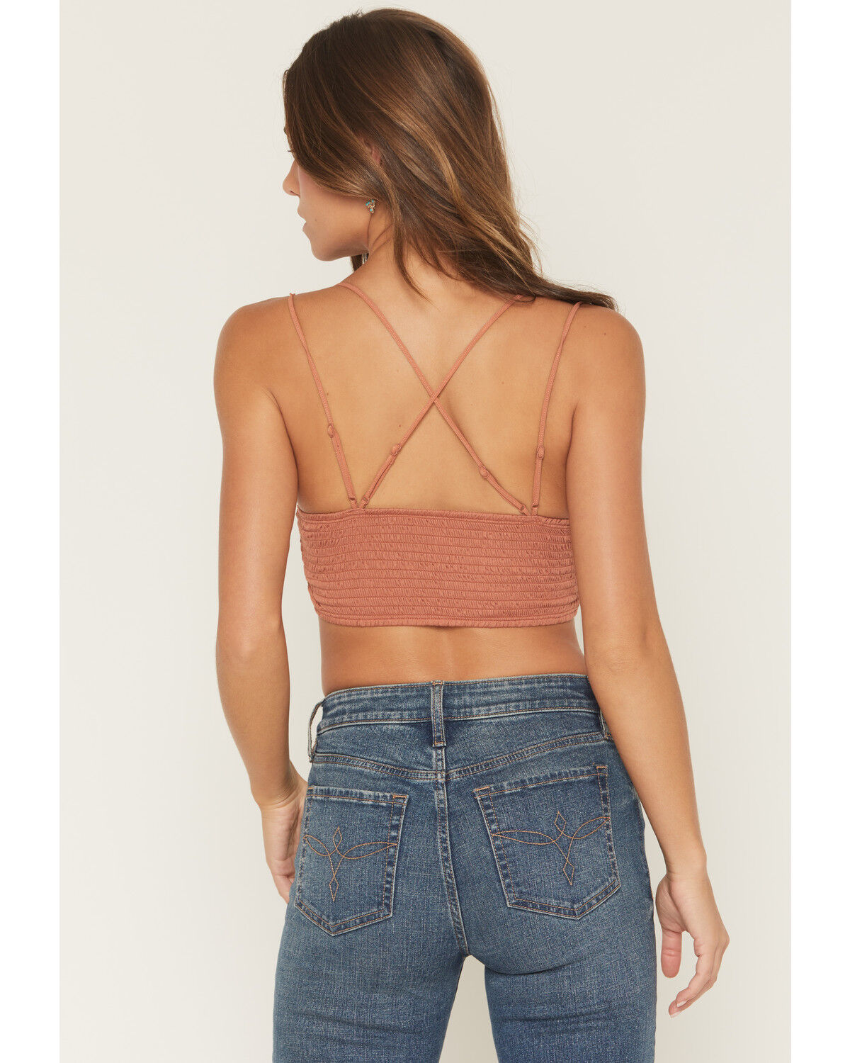 Image #4 - Wishlist Women's Strappy Lace Applique Scallop Lace Bralette, Rust Copper, hi-res