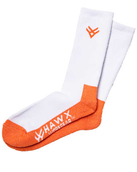 Image #1 - Hawx Men's 2 Pack Steel Toe All Season Socks, White, hi-res
