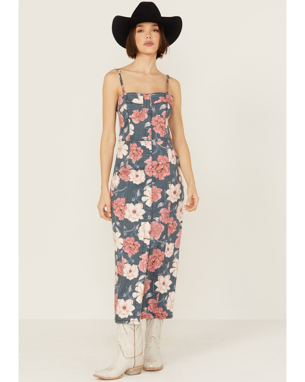 Image #1 - Driftwood Women's Floral Sweetheart Masquerade Noir Midi Dress, Black, hi-res