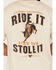 Image #4 - Cowboy Hardware Men's Ride It Like You Stole It Short Sleeve Graphic T-Shirt, Tan, hi-res