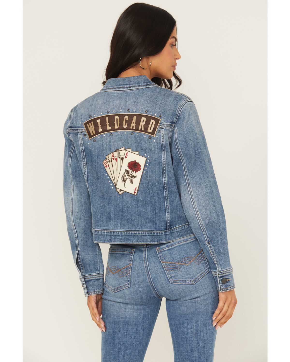 Image #1 - Idyllwind Women's Idlewild Novelty Denim Trucker Jacket, Medium Wash, hi-res