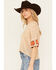 Image #2 - Revel Women's Oversized Short Sleeve Crochet Shirt , Tan, hi-res