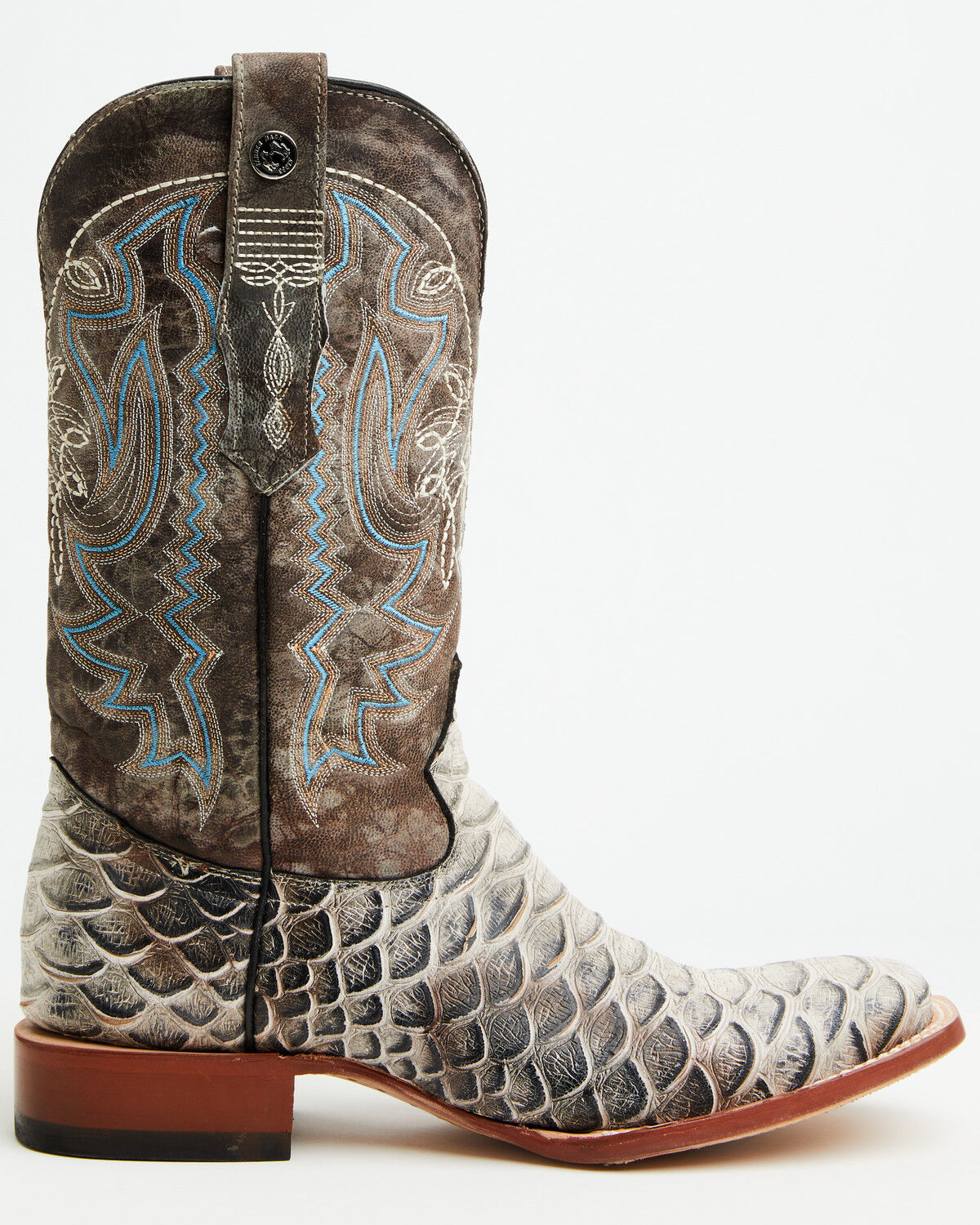 Image #2 - Tanner Mark Men's Python Print Western Boots - Broad Square Toe, Natural, hi-res