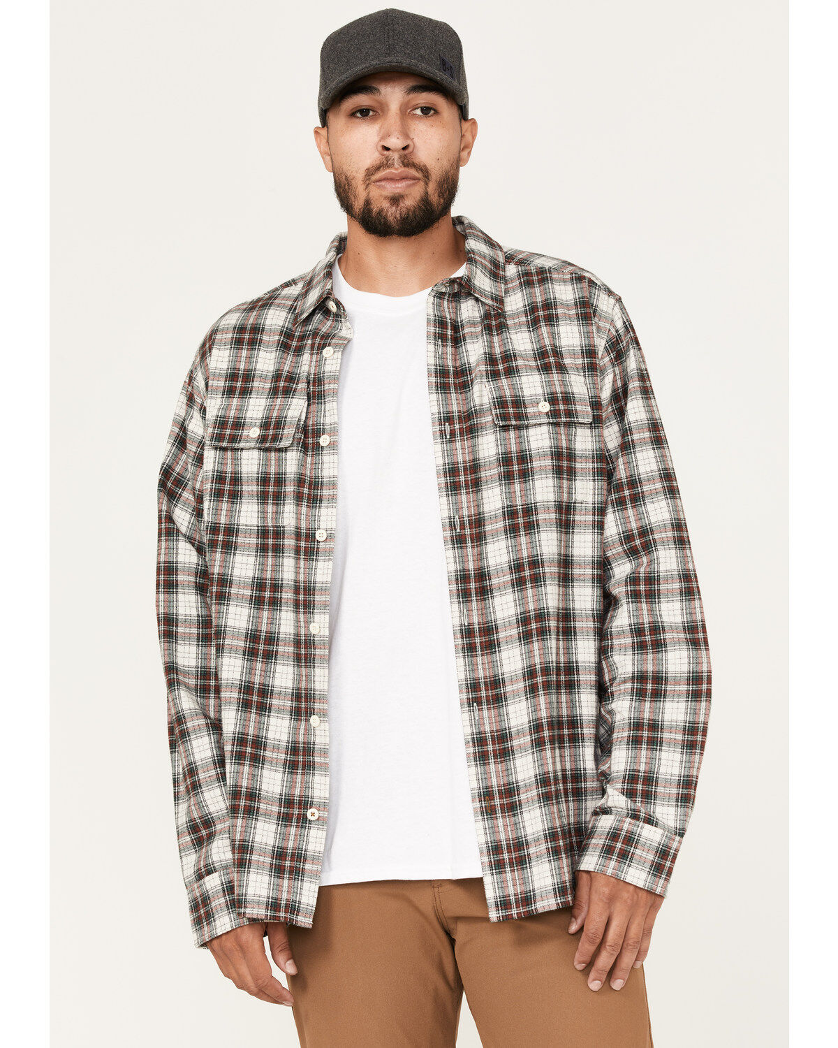 Image #1 - Brothers and Sons Men's Everyday Plaid Long Sleeve Button Down Western Flannel Shirt, Sand, hi-res