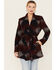 Image #1 - Cripple Creek Women's Southwestern Print Hooded Wrap Jacket, Wine, hi-res