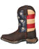 Image #3 - Durango Boys' Americana Western Boots - Broad Square Toe, Dark Brown, hi-res