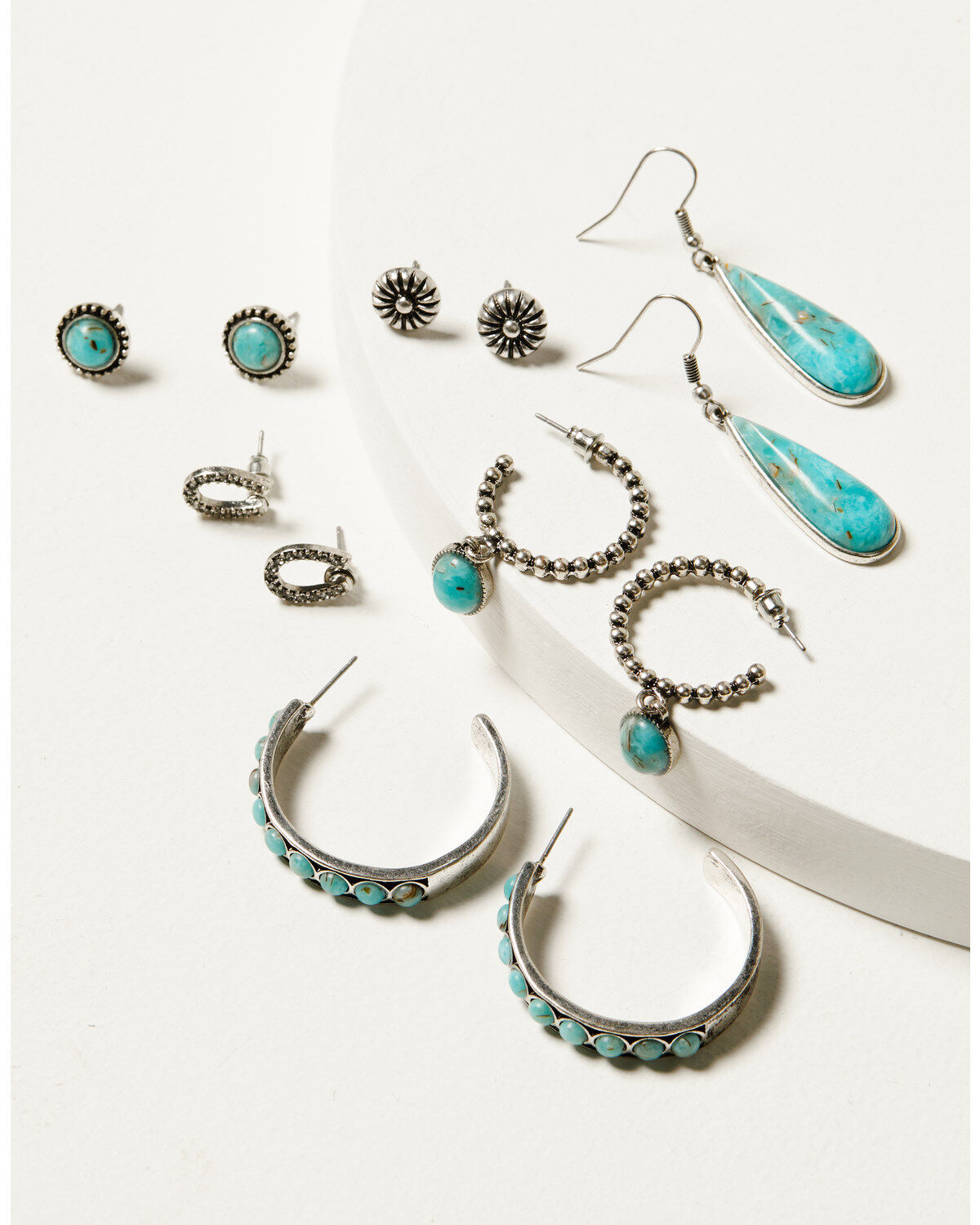 Image #1 - Shyanne Women's Ridge Canyon Turquoise Hoop Set - 6 Piece, Silver, hi-res