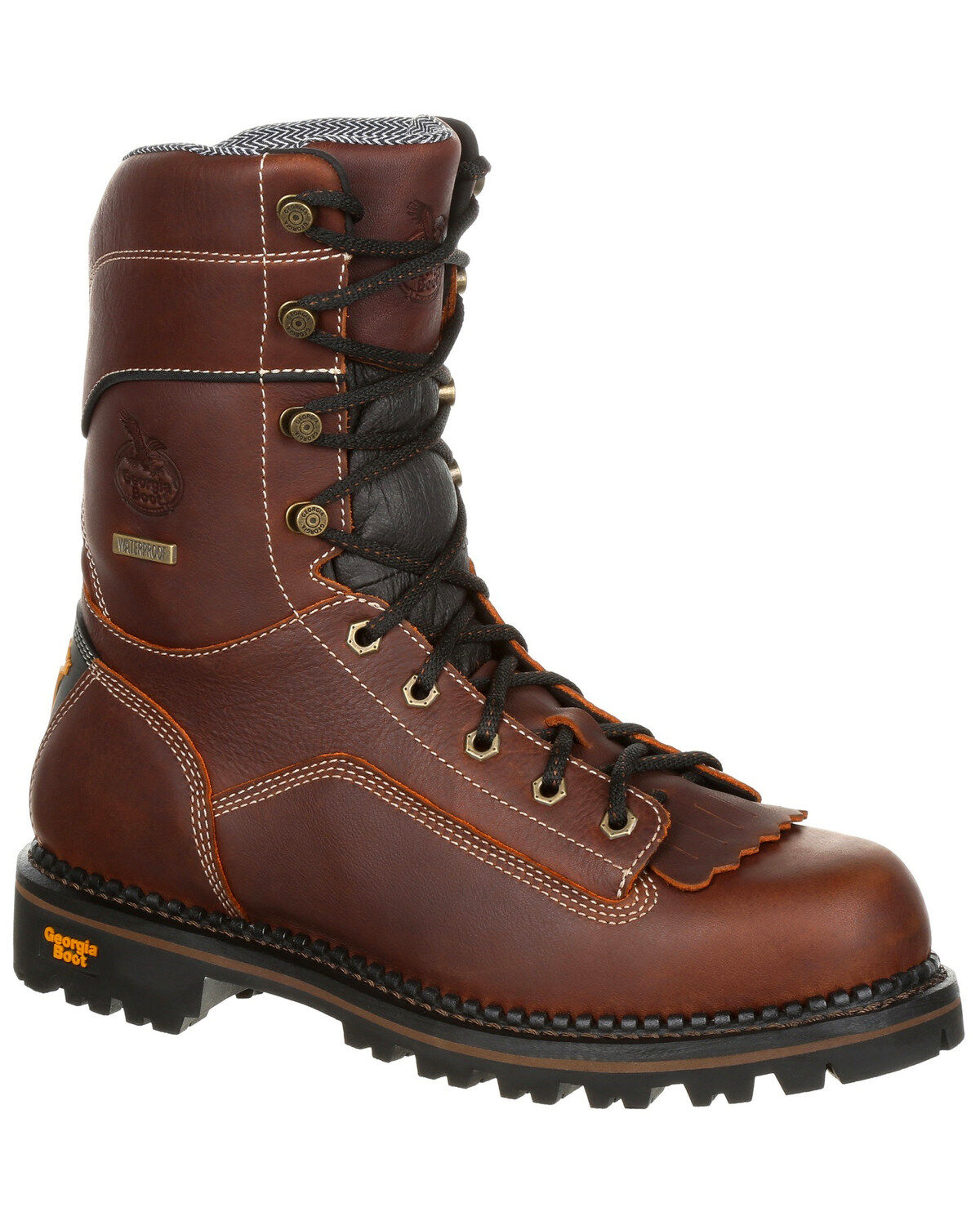 Georgia Boot Men's Amp LT Waterproof Low Heel Work Boots - Composite Toe, Brown, hi-res