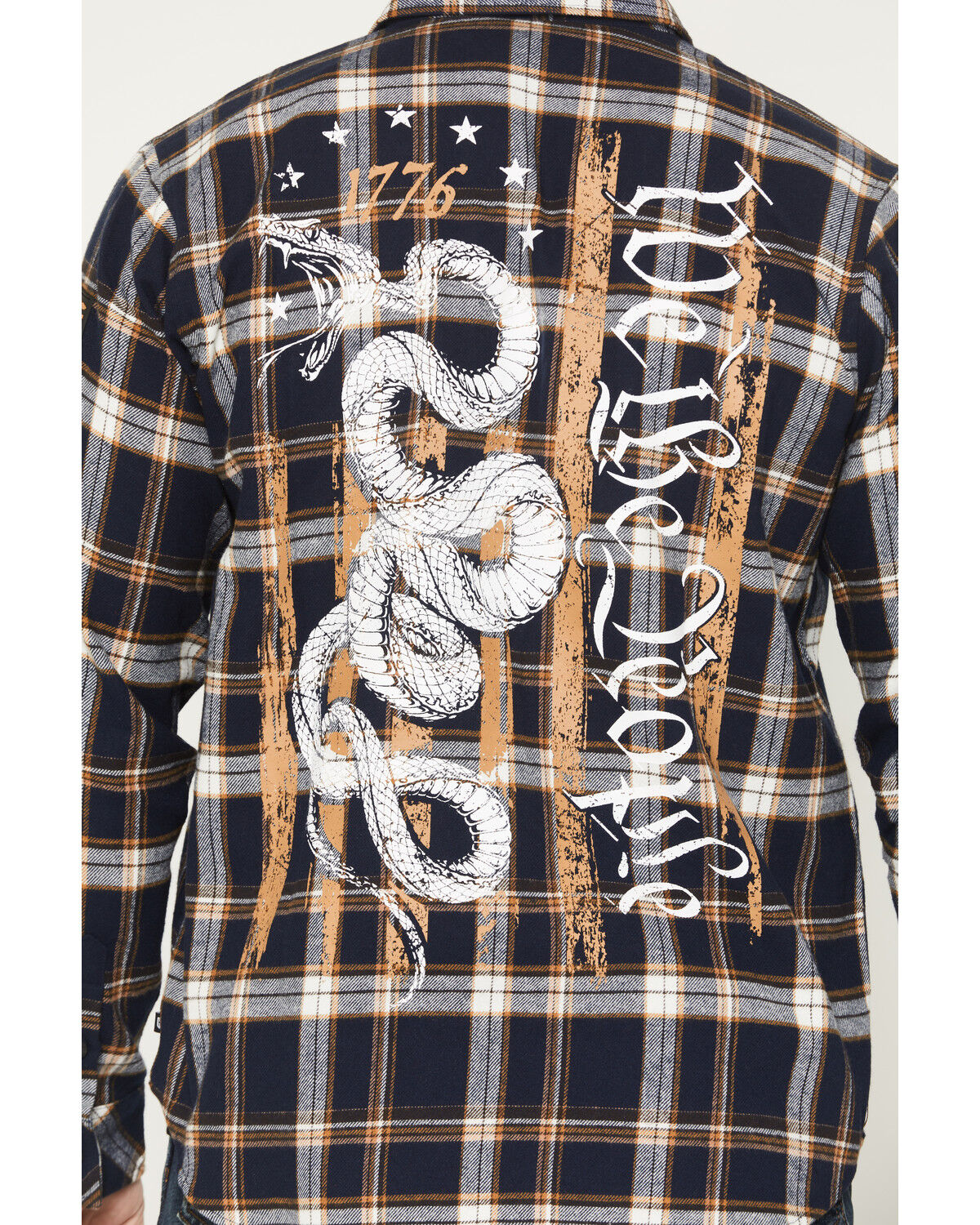 Image #4 - Howitzer Men's We The People Plaid Print Long Sleeve Button-Down Flannel Shirt, Navy, hi-res
