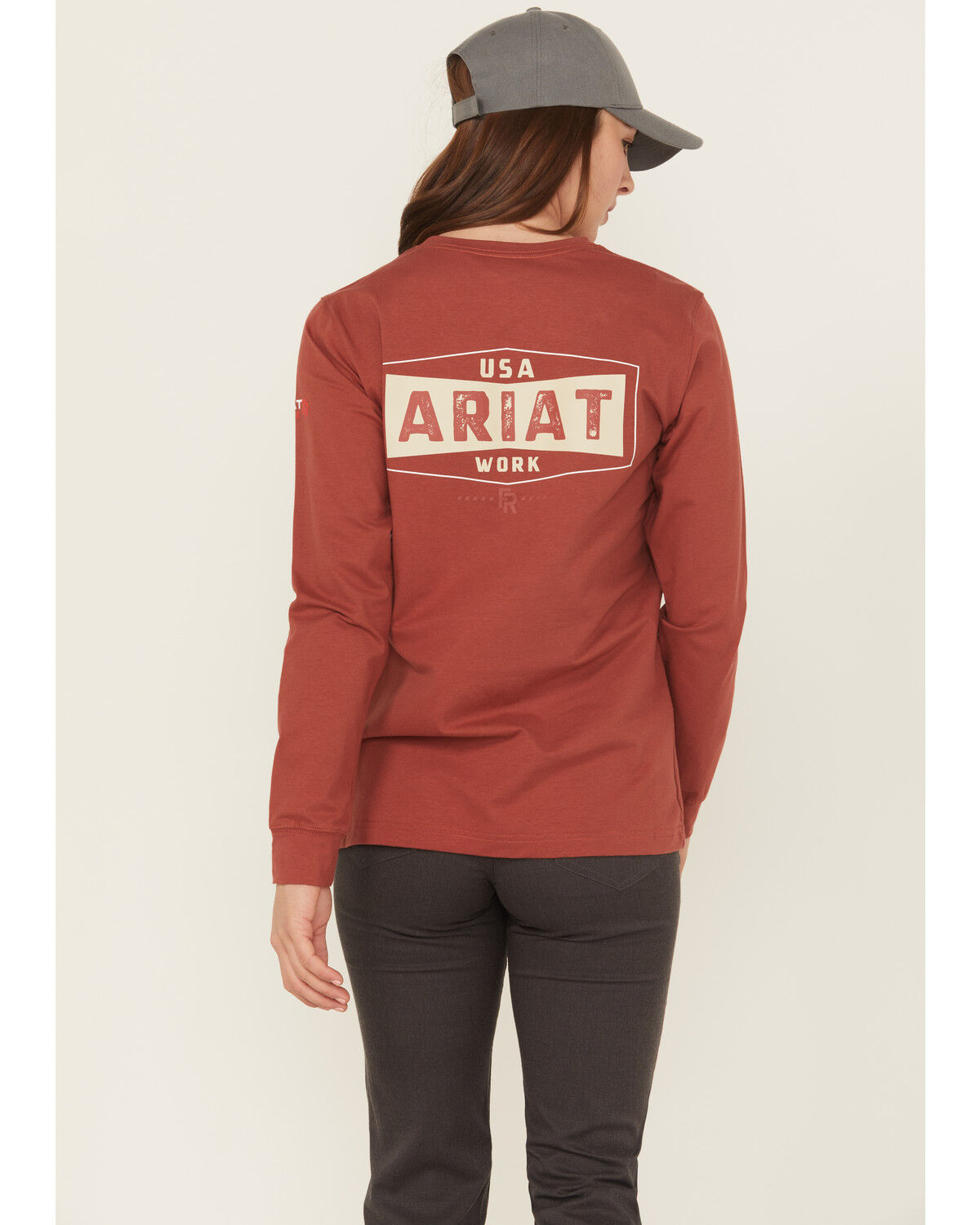 Image #1 - Ariat Women's FR Pima Stretch US Logo Baselayer Long Sleeve Work T-Shirt, Red, hi-res