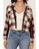 Image #3 - Cleo + Wolf Women's Connor Plaid Print Hooded Cropped Flannel, Brandy Brown, hi-res