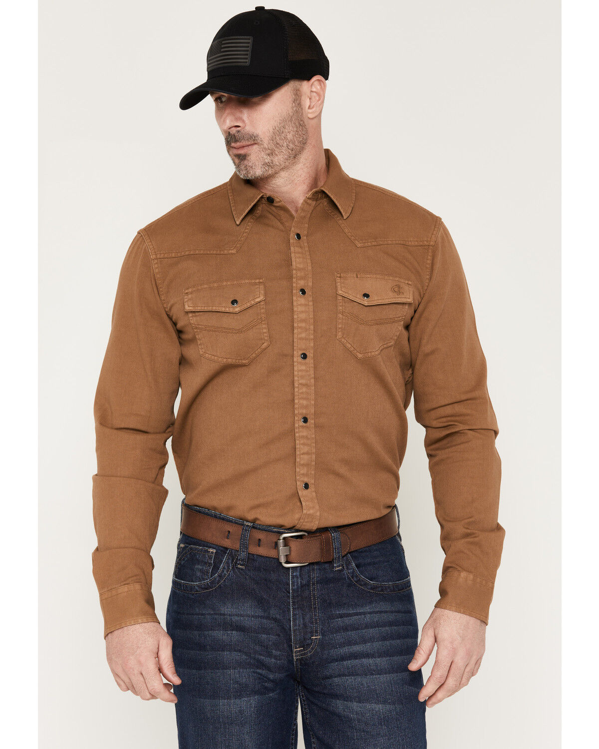 Cody James Men's FR Medora Long Sleeve Snap Western Work Shirt, Khaki, hi-res