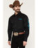 Image #1 - Wrangler Men's Western Solid Logo Long Sleeve Snap Western Shirt, Black, hi-res