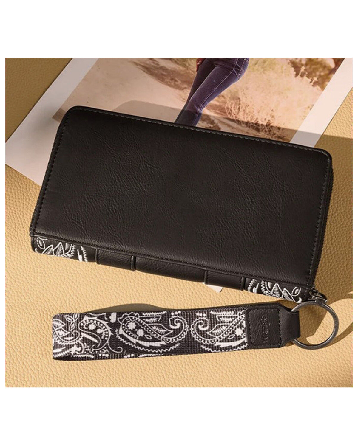 Image #2 - Wrangler Women's Bandana Paisley Wallet, Black, hi-res