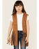 Image #1 - Fornia Little Girls' Fringe Faux Suede Vest, Camel, hi-res