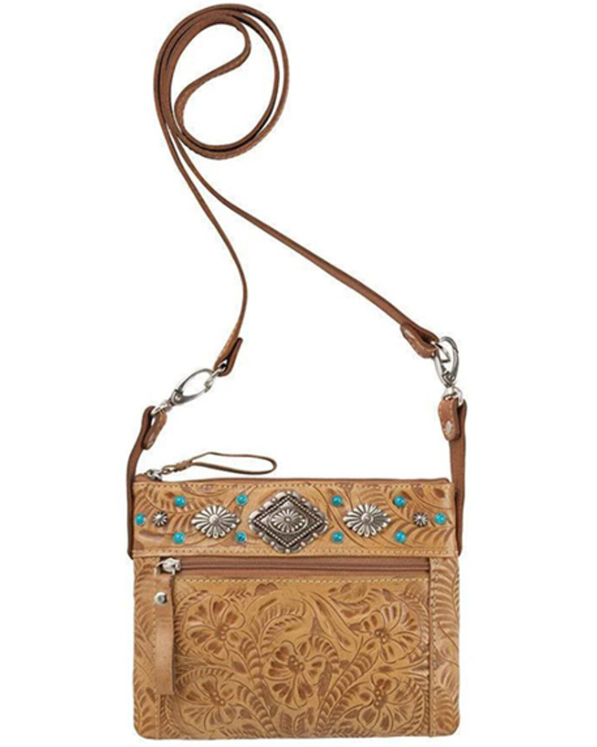 Image #1 - American West Women's Trail Rider Crossbody Bag, Tan, hi-res