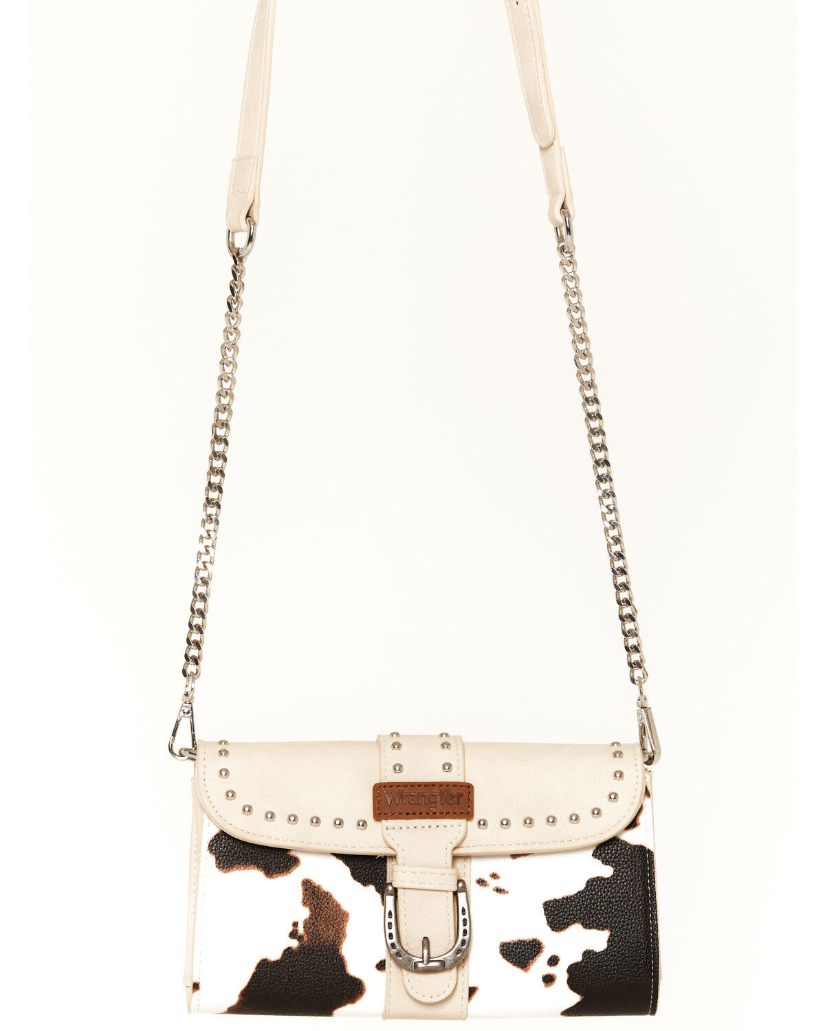 Image #2 - Wrangler X Boot Barn Women's Cow Print Buckle Clutch, Beige, hi-res