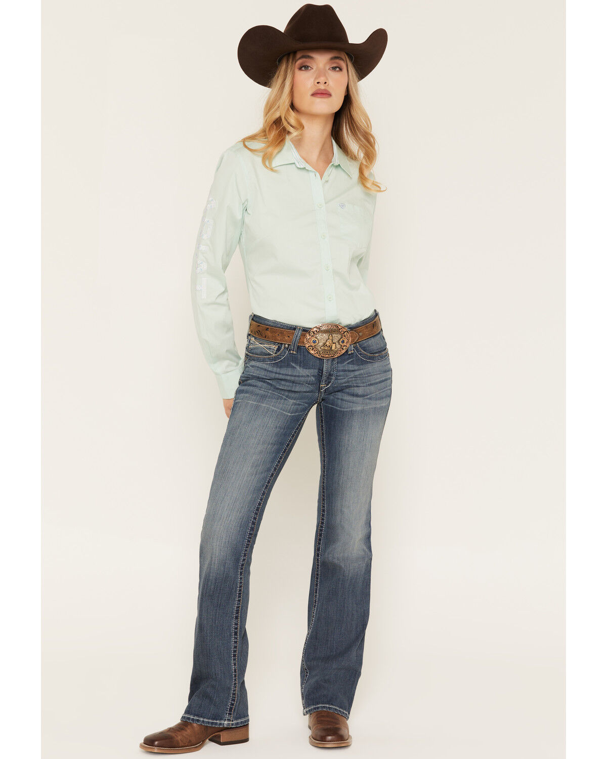 Ariat Women's Rainstorm Boot Cut Riding Jeans, Denim, hi-res