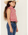 Image #2 - Wrangler Girls' Plaid Print Tie Front Sleeveless Snap Western Shirt , Red, hi-res