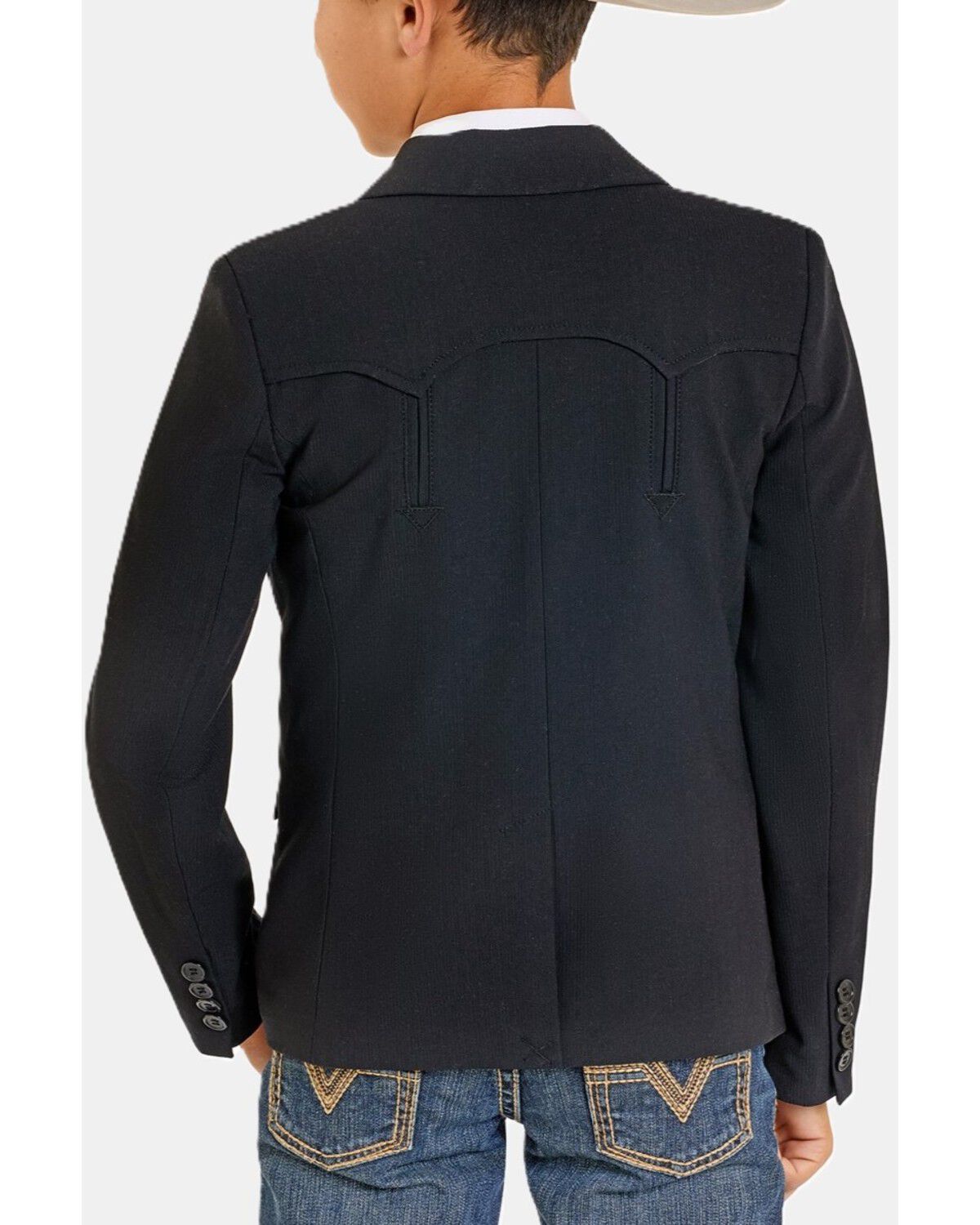 Image #2 - Rock & Roll Denim Boys' Solid Button-Down Sportcoat, Black, hi-res