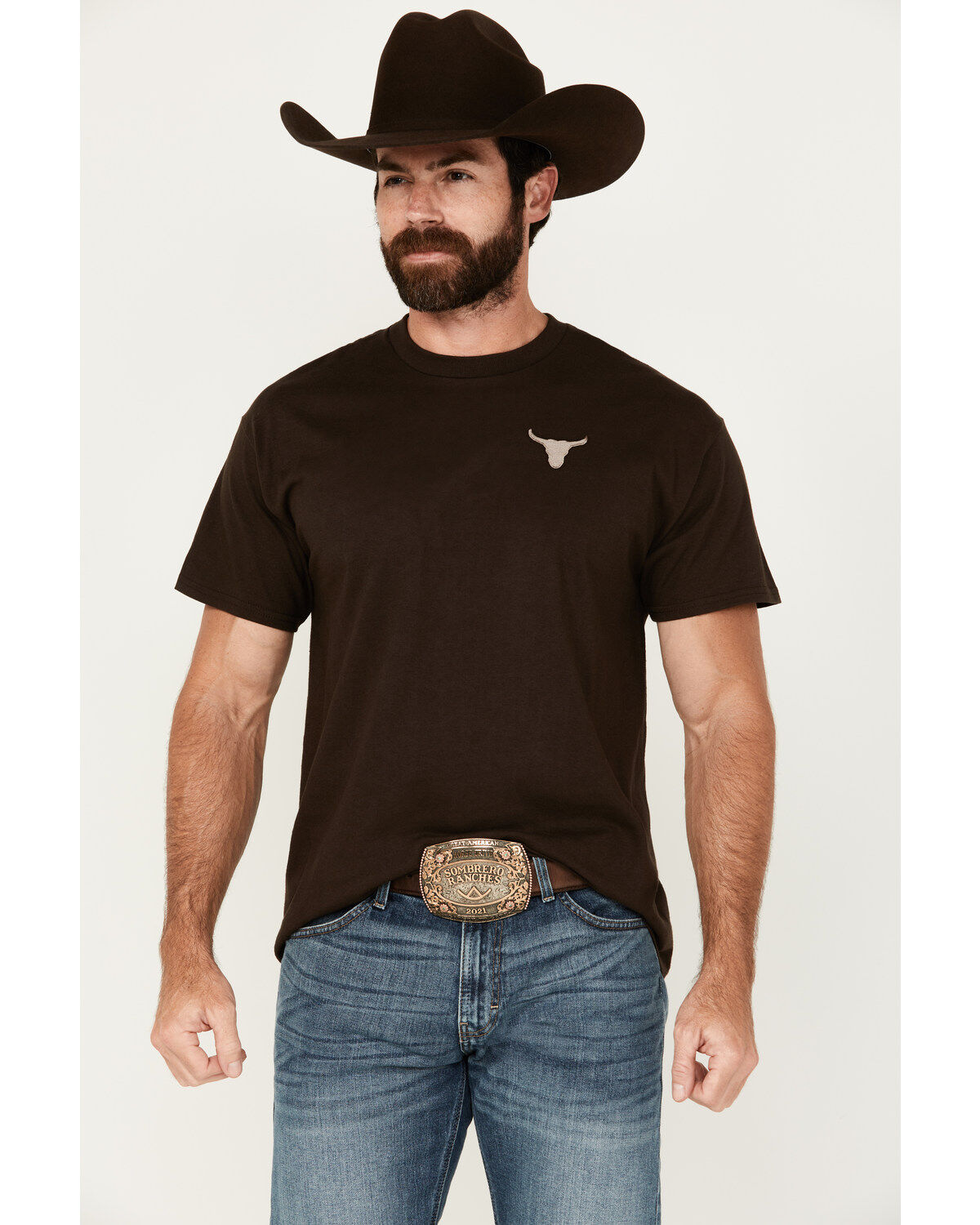 Riot Society Men's Bull Skull Short Sleeve Graphic T-Shirt, Brown, hi-res