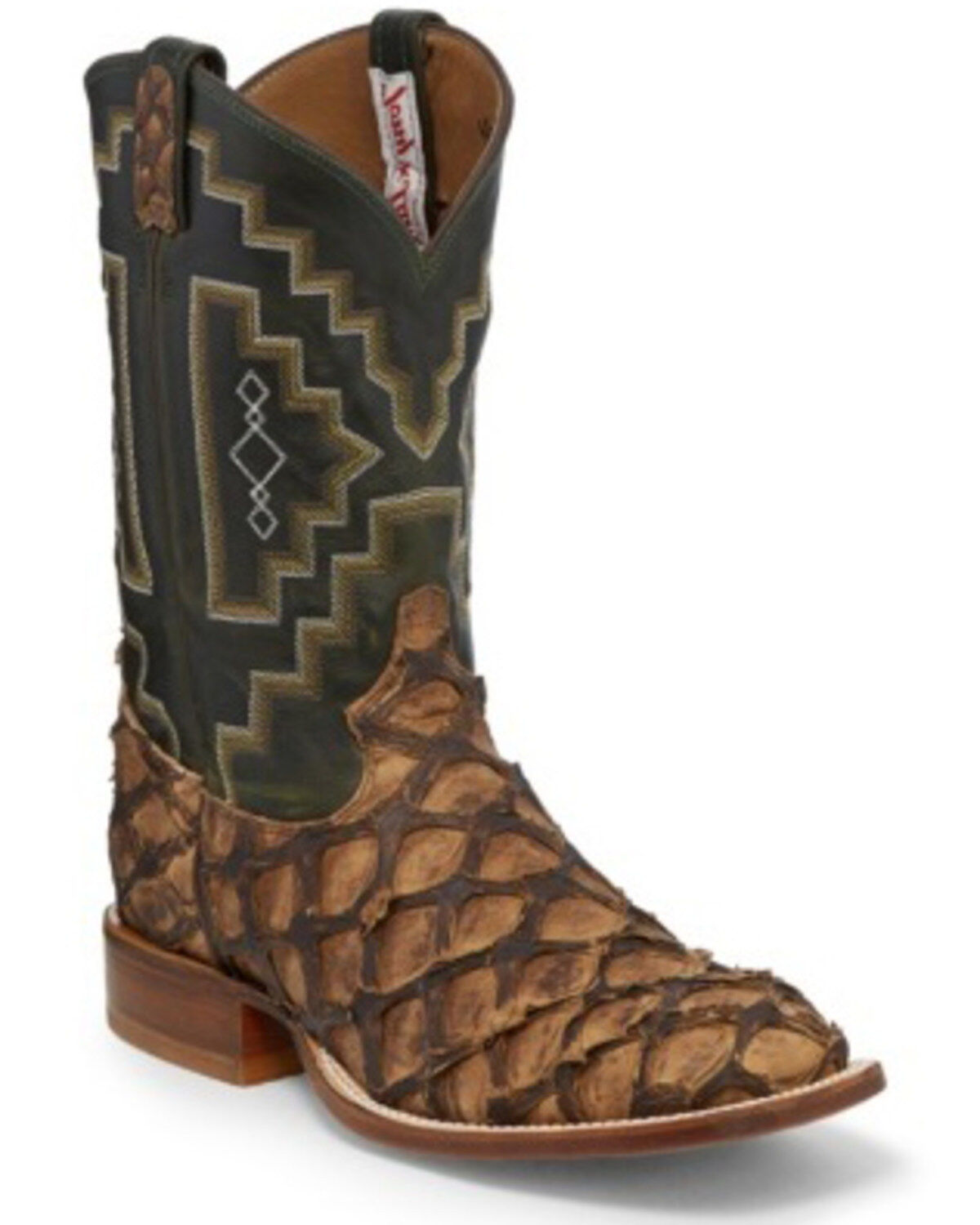 Image #1 - Tony Lama Men's Leviathan Exotic Pirarucu Western Boots - Square Toe, Brown, hi-res