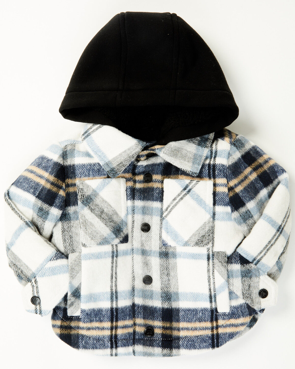 Urban Republic Infant Boys' Plaid Print Hooded Shirt Jacket, Navy, hi-res
