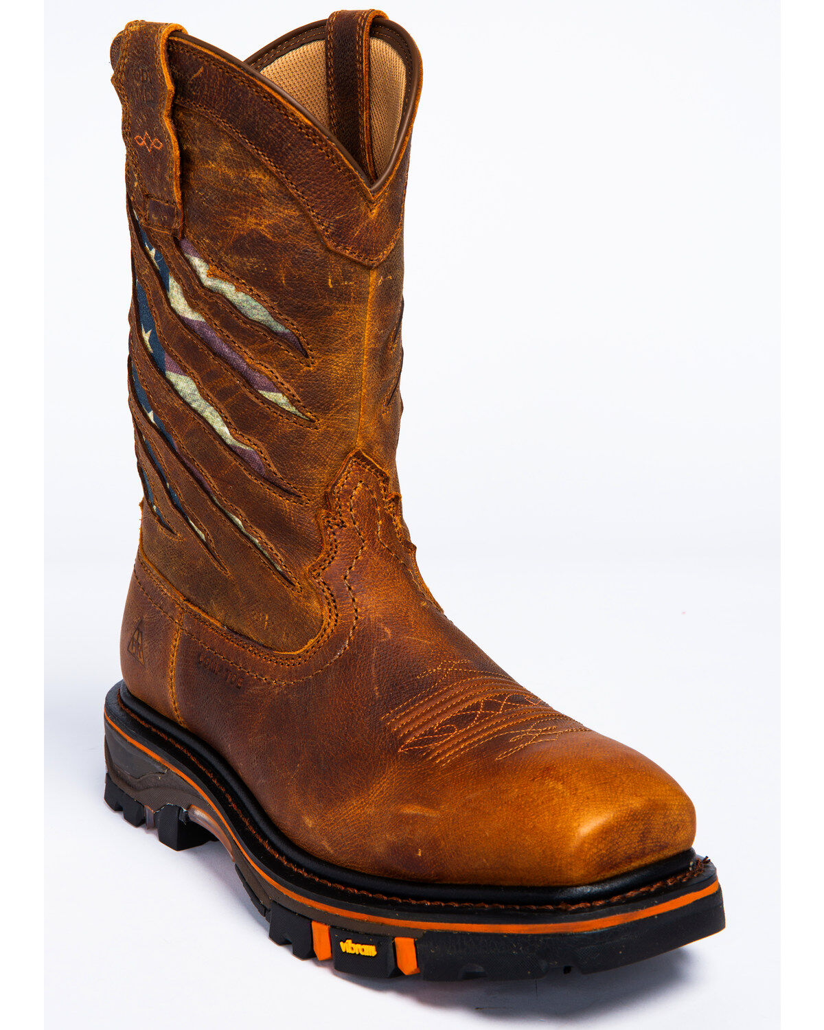 Cody James Men's 11" Flag Western Work Boots - Nano Composite Toe, Brown, hi-res