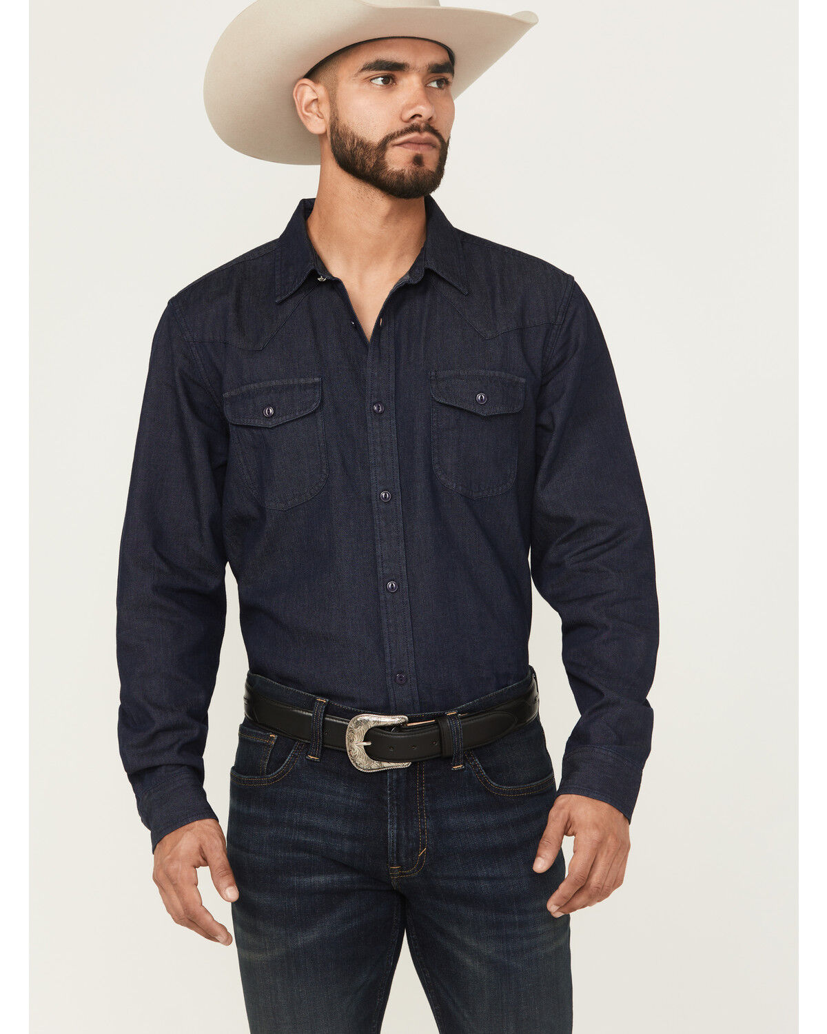 Image #1 - Cody James Black 1978&reg; Men's Mamba Dark Wash Denim Long Sleeve Button-Down Western Shirt, Dark Wash, hi-res