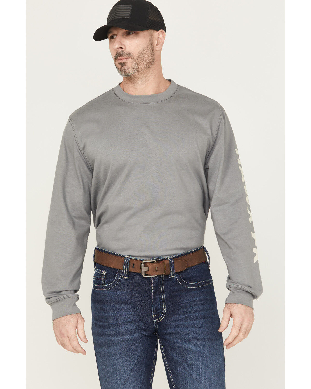 Image #2 - Hawx Men's FR Hawk Long Sleeve Graphic Work Shirt, Light Grey, hi-res