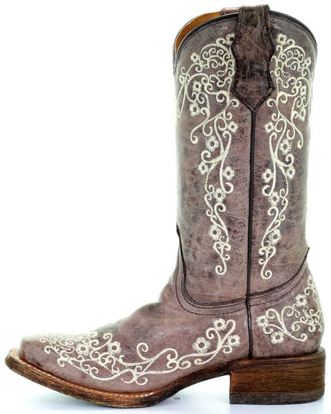 Image #3 - Corral Kids' Embroidered Square Toe Western Boots, Brown, hi-res