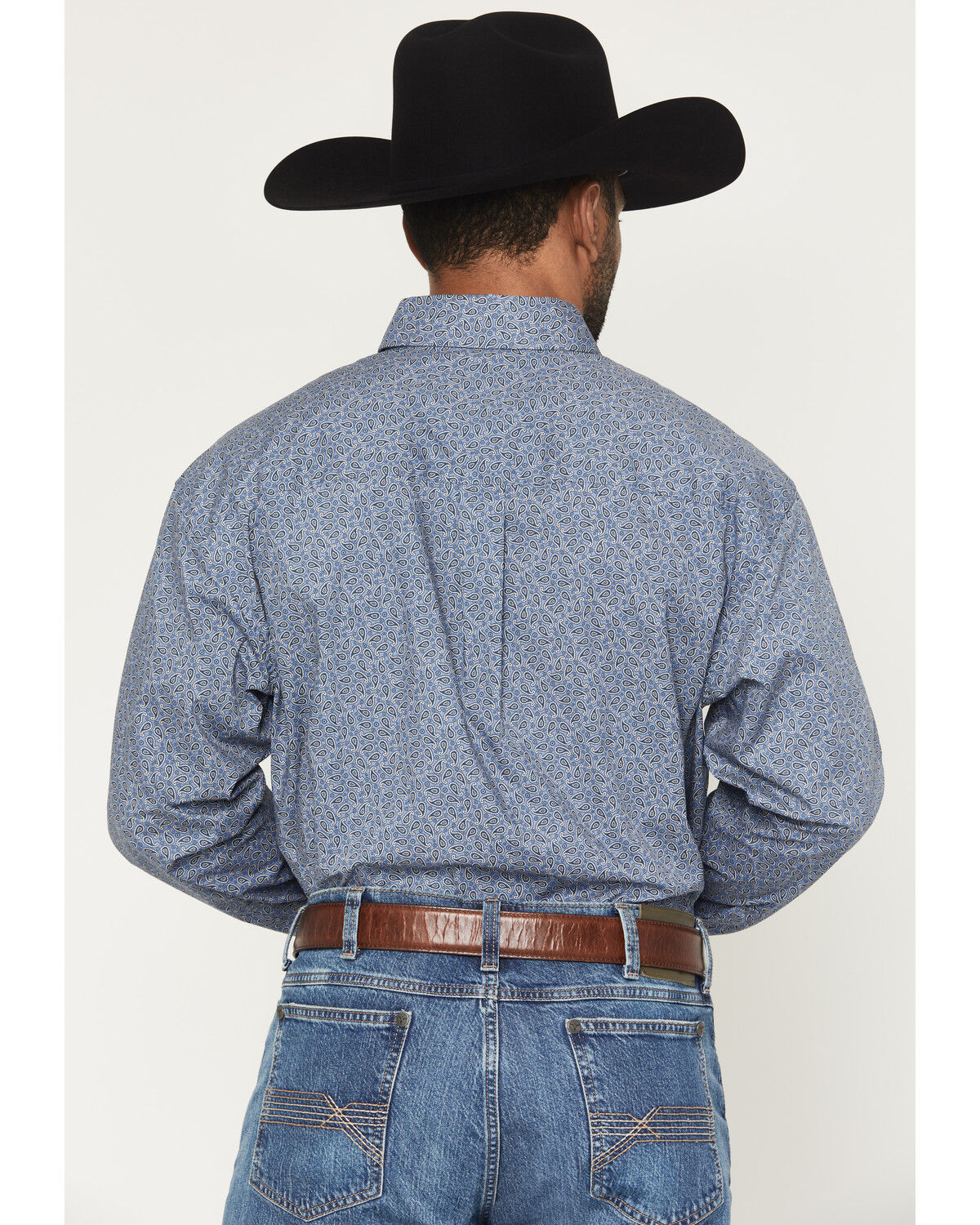Image #4 - Wrangler Men's Paisley Print Long Sleeve Button-Down Stretch Western Shirt - Tall, Navy, hi-res