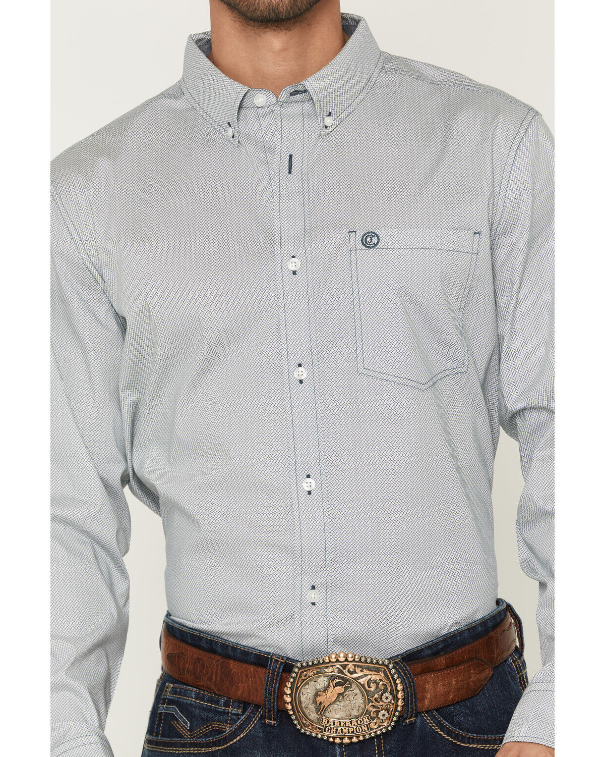 Image #3 - Cody James Men's Day Job Geo Print Long Sleeve Button-Down Stretch Western Shirt - Tall, Blue, hi-res