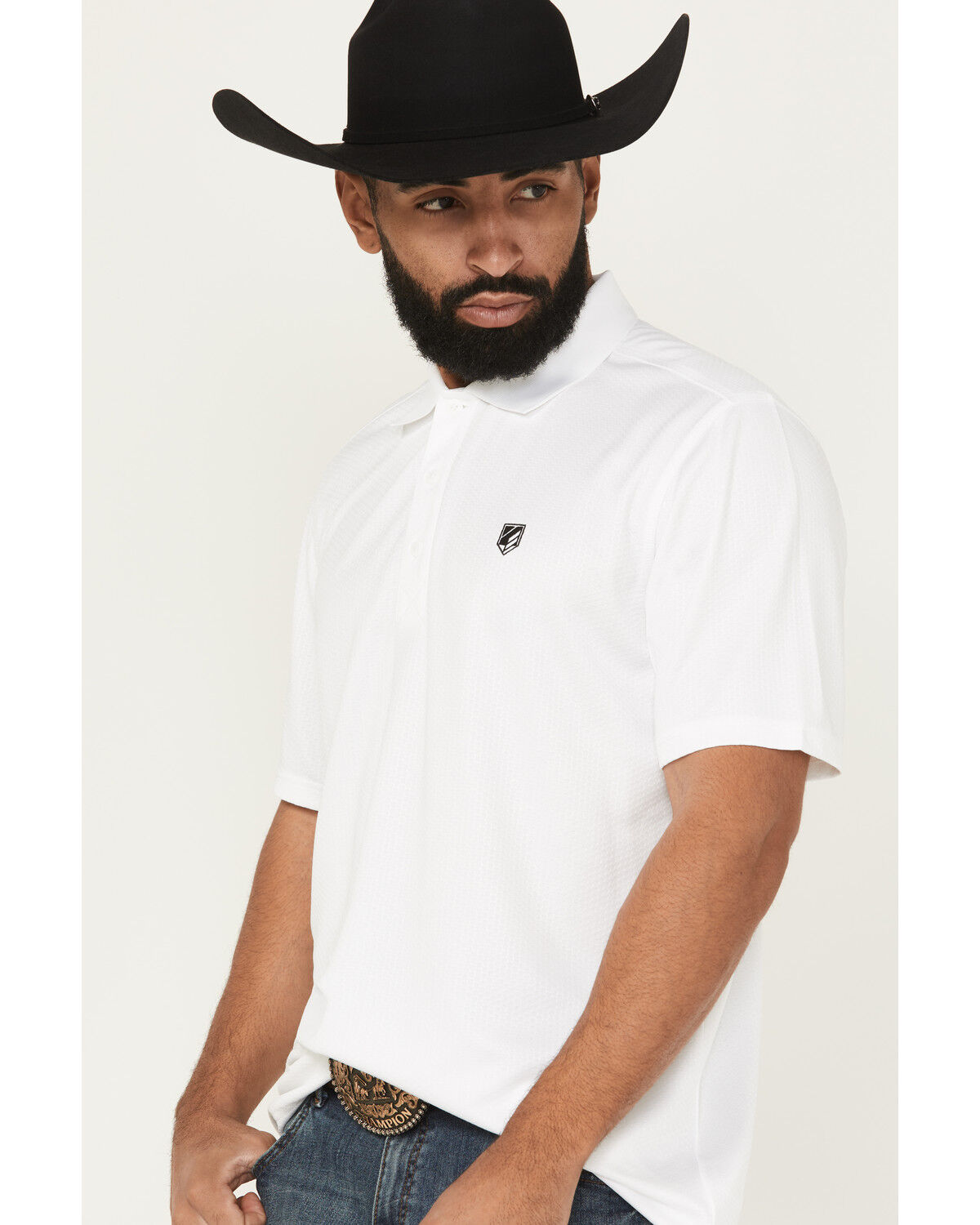 Image #2 - RANK 45&reg; Men's Pickup Dobby Geo Print Short Sleeve Button-Down Polo, White, hi-res
