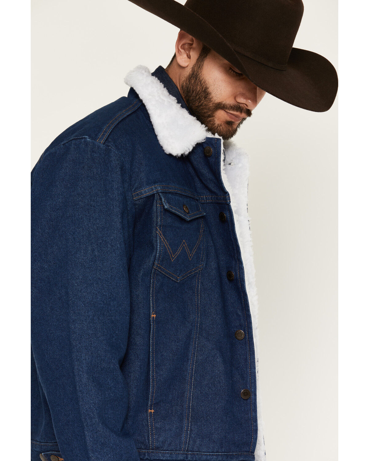 Image #2 - Wrangler Men's Sherpa Lined Denim Jacket, Denim, hi-res