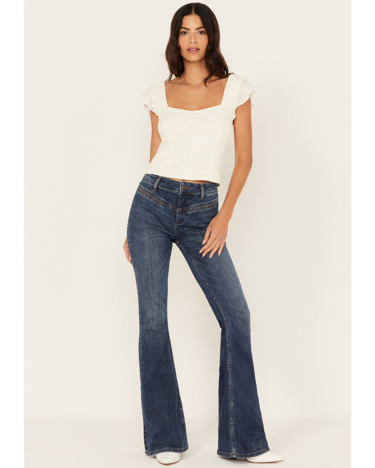 Image #1 - Idyllwind Women's Carvell Medium Wash Gypsy High Rise Stretch Flare Jeans, Medium Wash, hi-res