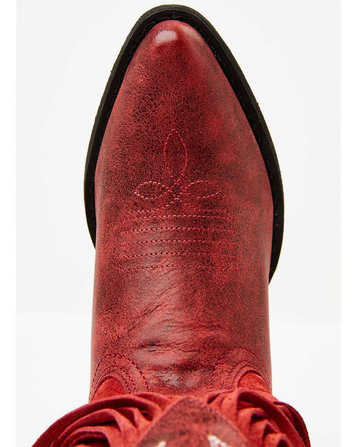 Image #6 - Dan Post Girls' Happy Trails Fringe Western Boots - Round Toe, Red, hi-res