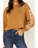 Image #3 - Cleo + Wolf Women's Wildflower Washed Cropped Sweatshirt , Bronze, hi-res