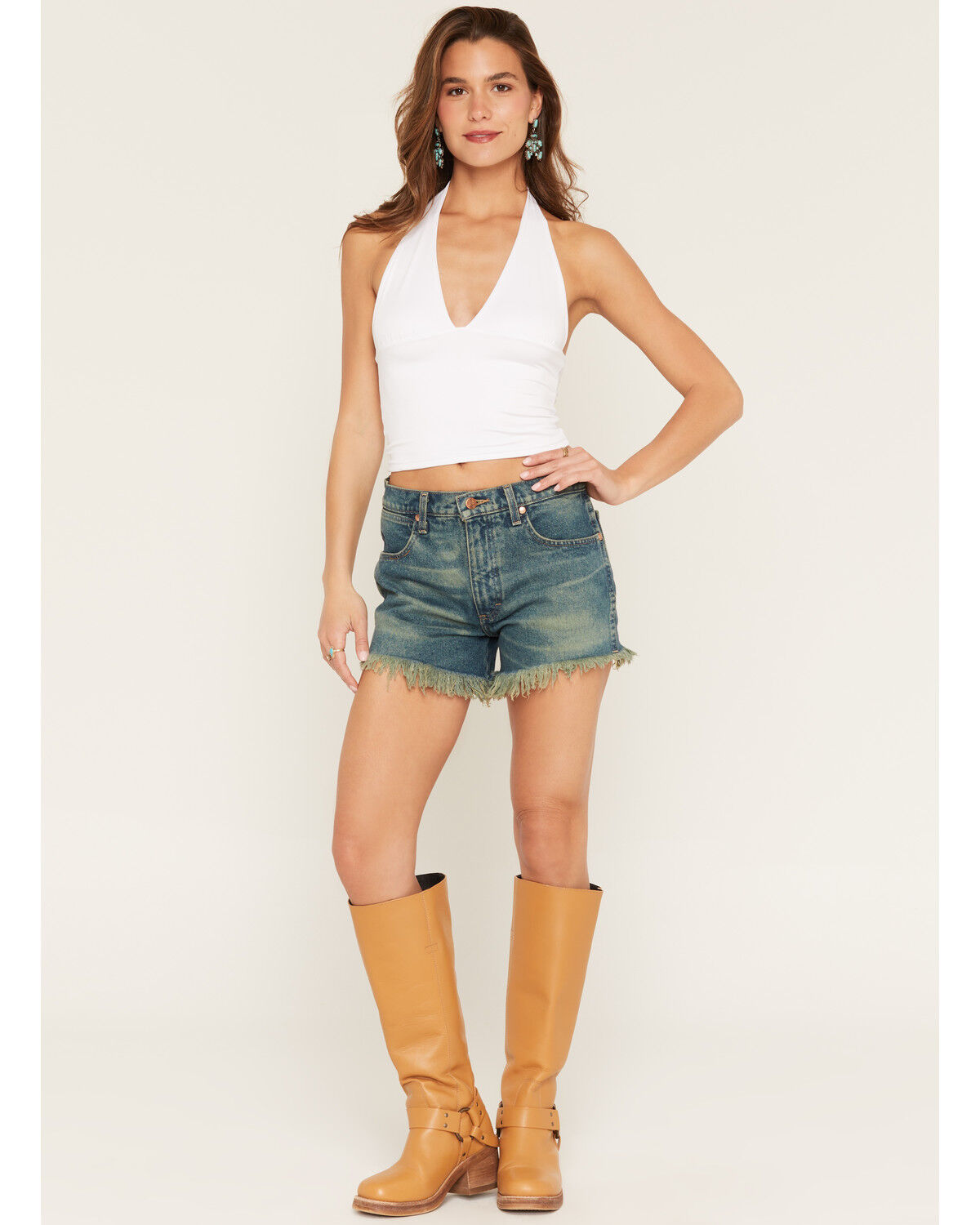 Wrangler Women's Dark Wash High Rise Reworked Denim Shorts, Dark Wash, hi-res