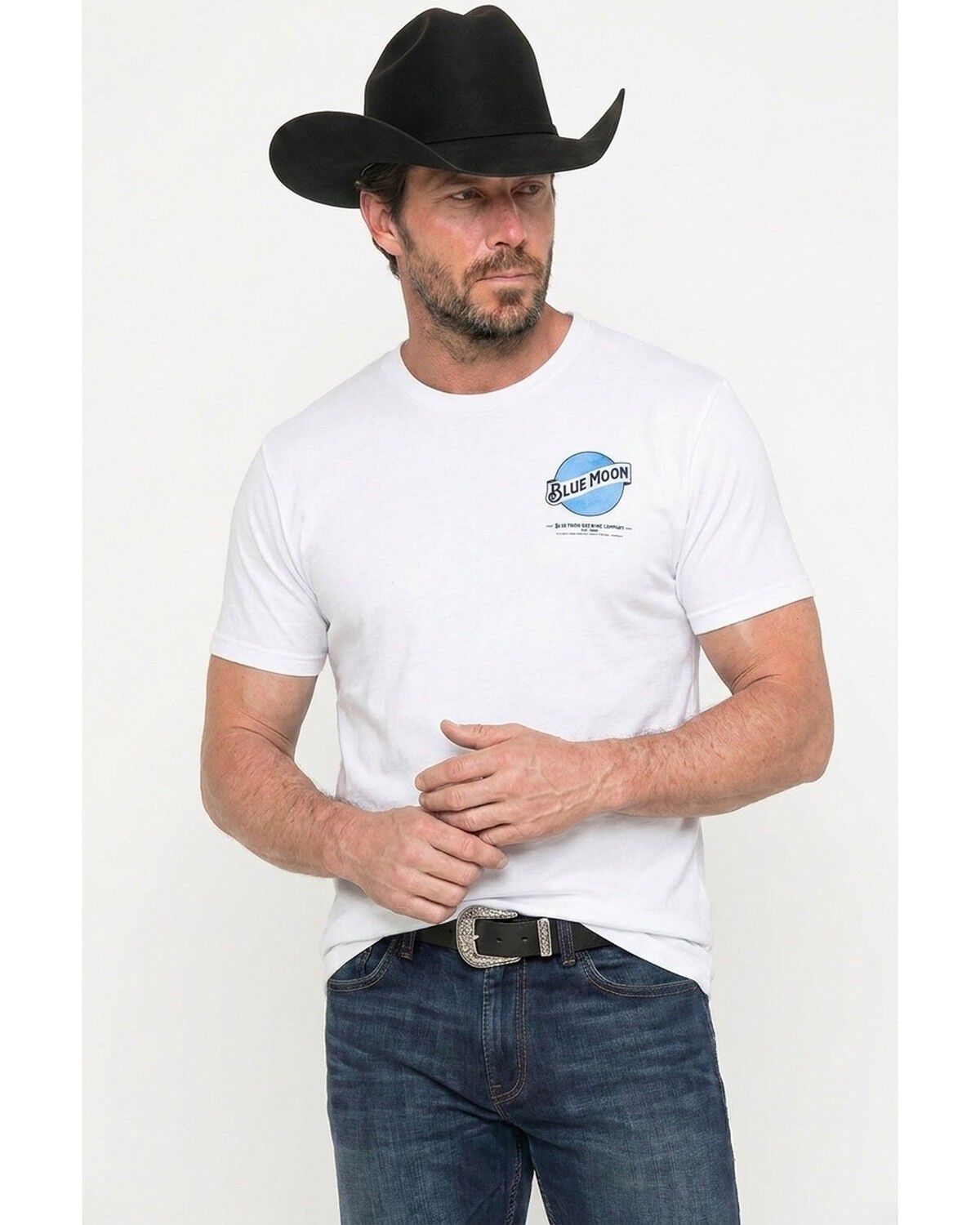 Blue Moon Men's Logo Short Sleeve Graphic T-Shirt, White, hi-res