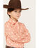 Image #2 - Shyanne Girls' Southwestern Print Long Sleeve Button-Down Stretch Western Shirt, Brick Red, hi-res