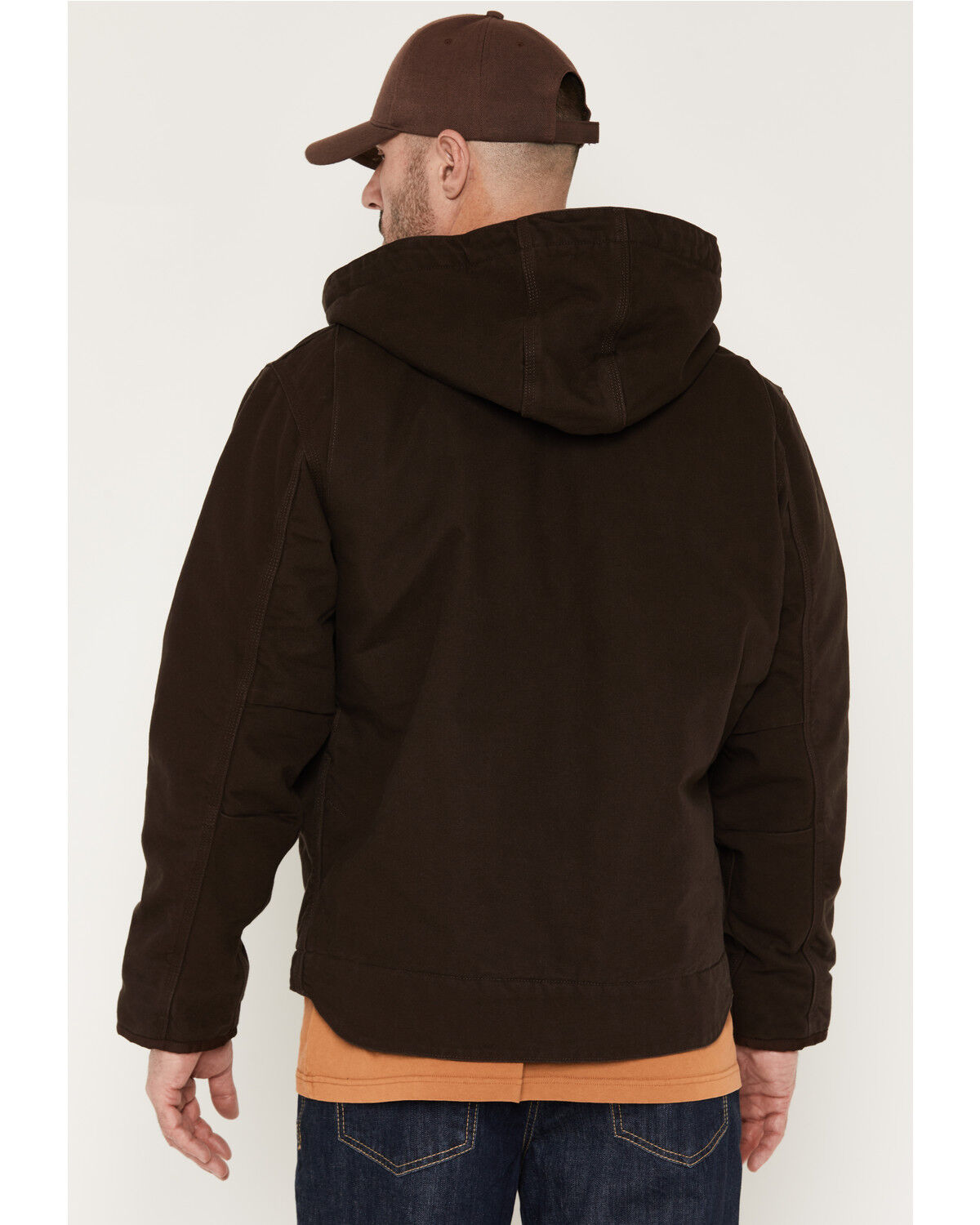 Image #4 - Carhartt Men's Washed Duck Sherpa Lined Hooded Work Jacket - Big & Tall, Dark Brown, hi-res