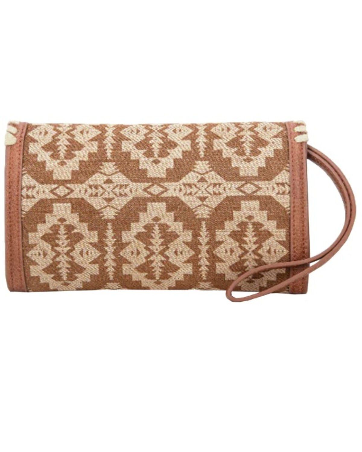 Image #2 - Wrangler Women's Southwestern Whipstitch Wristlet Wallet, Brown, hi-res