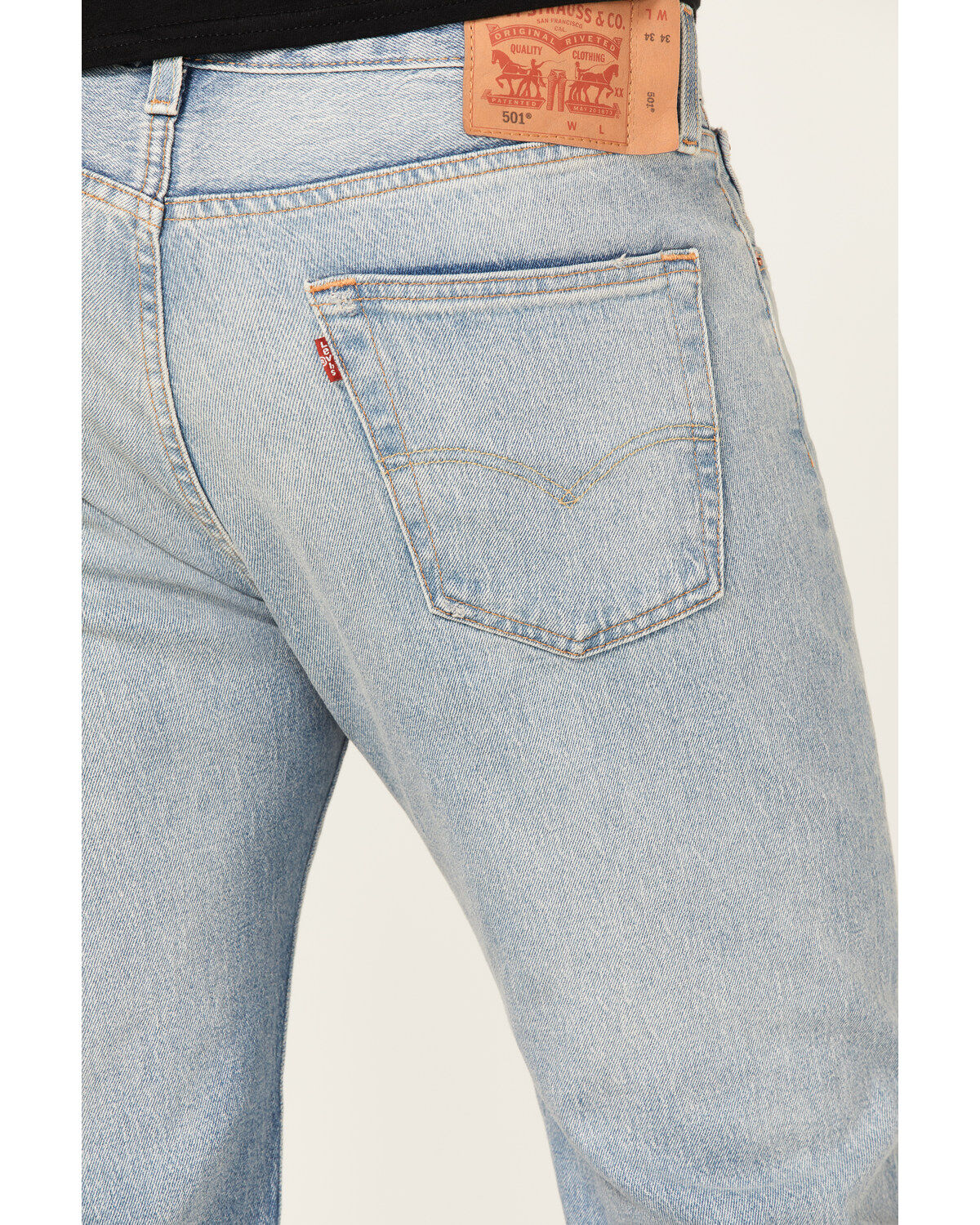 Image #3 - Levi's Men's 501&reg; Higher Mountain Light Wash Original Fit Straight Jeans, Light Wash, hi-res