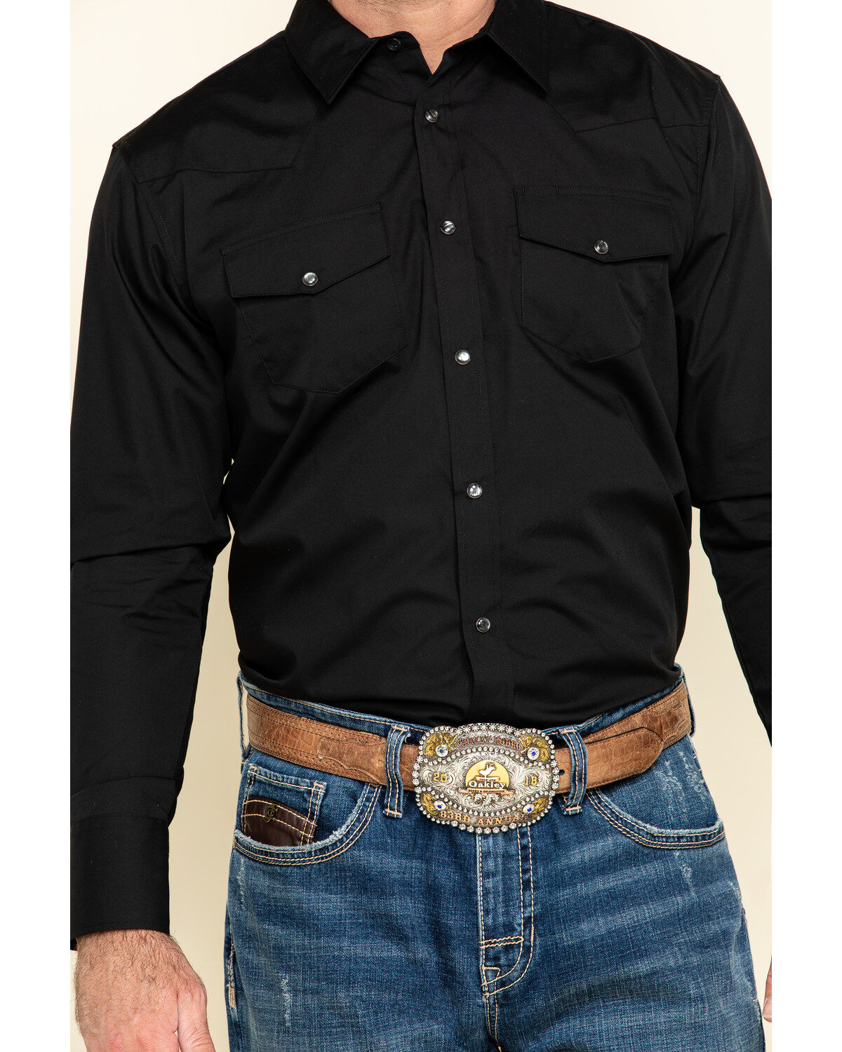 Image #4 - Gibson Men's Lava Long Sleeve Snap Western Shirt - Tall, Black, hi-res